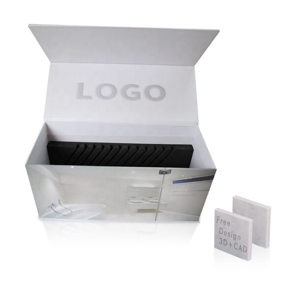Flip Cover White Quartz Stone Sample Packaging Display Box