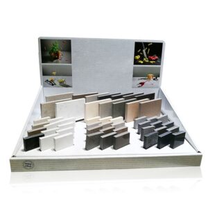 Stone Sample Table Top Display Box, Quartz Stone Sample Table Top Display Rack