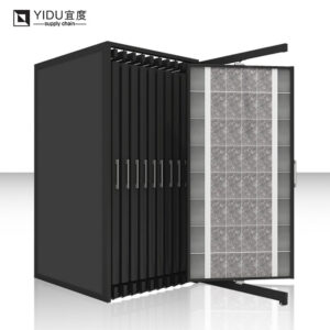 Black Mild Steel Book-type Push-pull Ceramic Tile Display Stand For Promotion