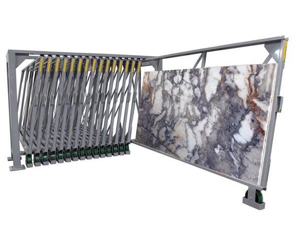 Vertical Glide Out Slab Storage Rack For Quartz Stone Tile Display