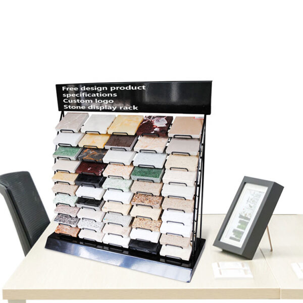 Marble Quartz Stone Tile Desktop Display Rack For Adjustable Tile Display Rack