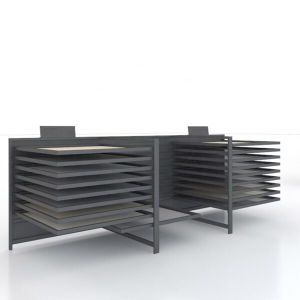 Tile Showroom Display Furniture, 2 Columns Of Inclined Display Racks