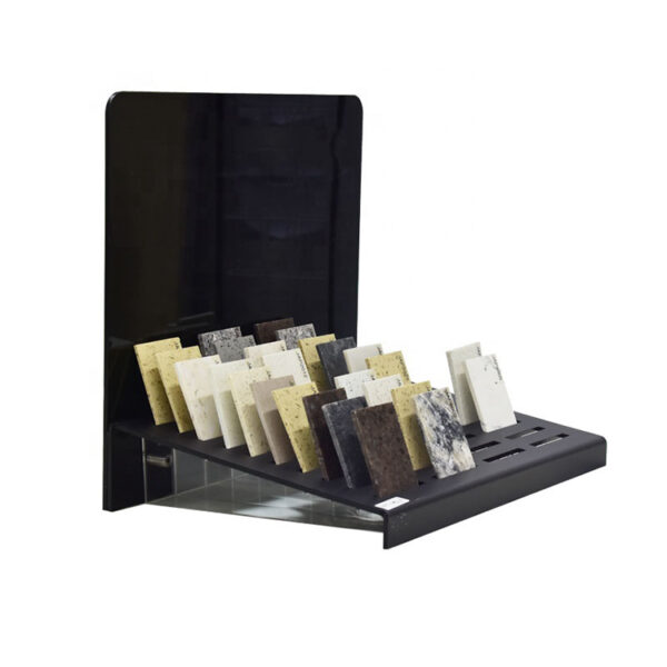 New Design Black Countertop Quartz Stone Tile Sample Display Rack