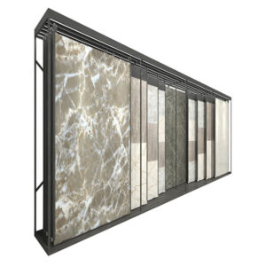 Large Ceramic Tile Sliding Display Rack, New Design Quartz Stone Marble Tile Sliding Display Rack