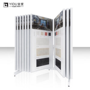 Book Type Ceramic Tile Wood Floor Flip Metal Display Stand With Micro Label