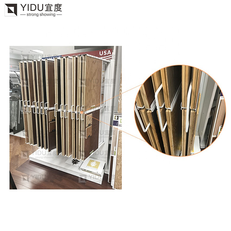 Mosaic Tile Wood Floor Metal Flip Display Stand For Showroom