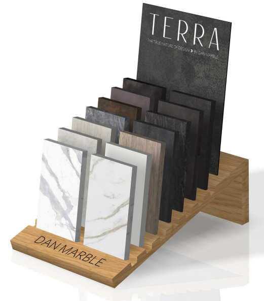 Simple Ceramic Tile Display Stand With Multiple Slots Laminated Wooden Display Stand