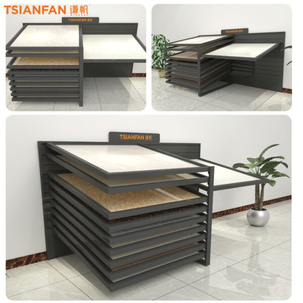 Exhibition Tile Showroom Reclining Ceramic stone Display Rack