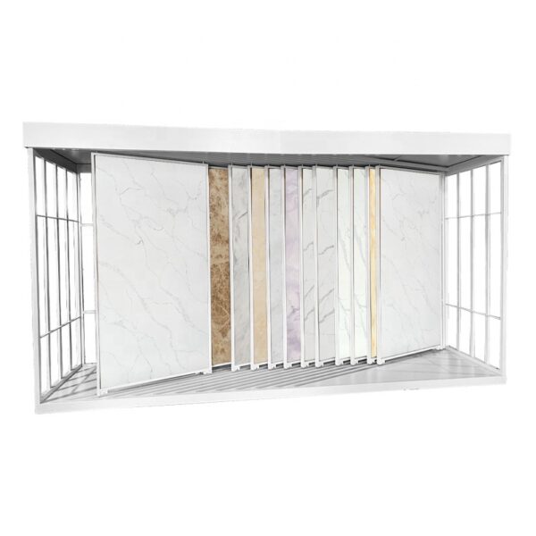 Marble Granite Porcelain Ceramic Sample Floor Stone Tile Display Rack Heavy Duty Factory Sliding Inclined Type Display Rack for Showroom Design