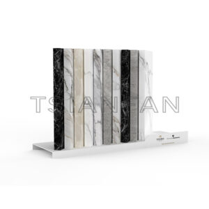 Customize simple design stone sample desktop display stand marble tile quartz marble display rack SR820