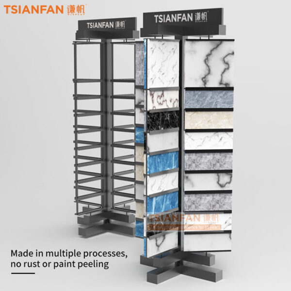 Hot selling rotatable floor stand for showroom Tile quartz stone rotating display rack floor display stand