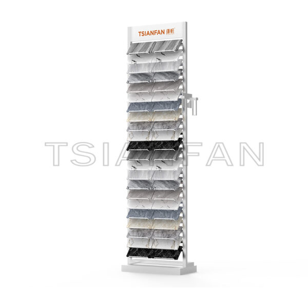Custom vertical marble tile waterfall floor display shelf-SRL018 - 图片 2
