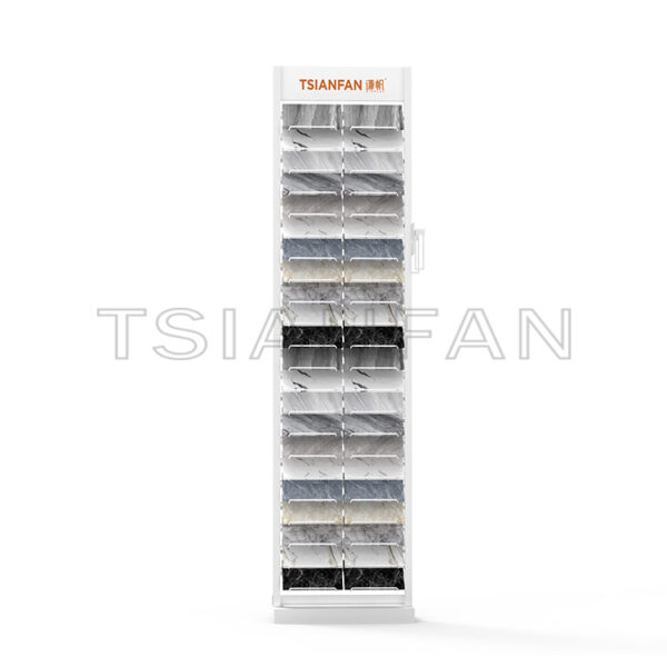 Custom vertical marble tile waterfall floor display shelf-SRL018