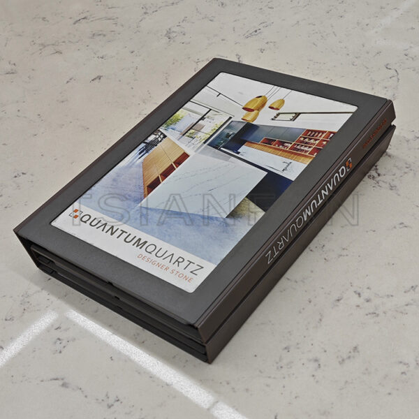 Five-fold tile and stone sample booklet folding display showroom ideas - Image 2