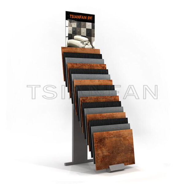 ceramic tile waterfall show metal shelves floor display stand