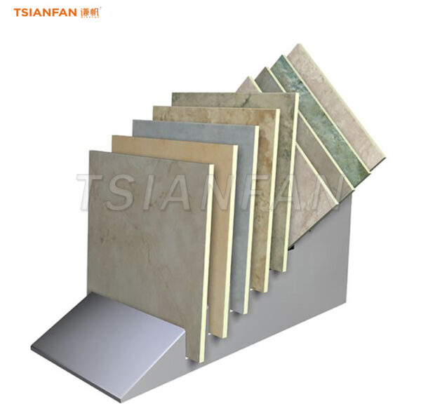 Floor-standing metal exhibition hall slate display with brick rack