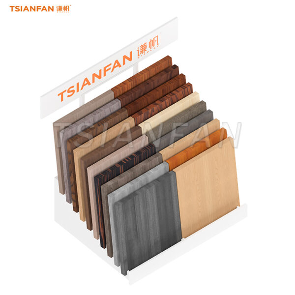 WE808-White frame wooden sample stepped display stand stone dispaly shelf - Image 2