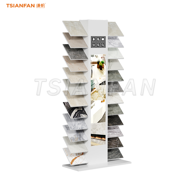 Silk Roll Display Rack Silk screen printing process stone display rack for showrooms-SRL088