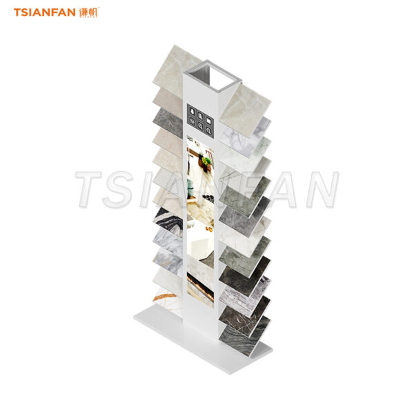 Silk Roll Display Rack Silk screen printing process stone display rack for showrooms-SRL088