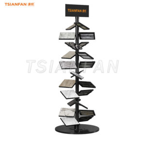 High-capacity black granite stone rotation display shelves -SRL010