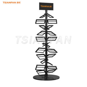 High-capacity black granite stone rotation display shelves -SRL010