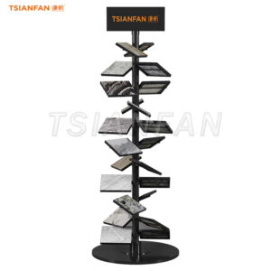 High-capacity black granite stone rotation display shelves -SRL010