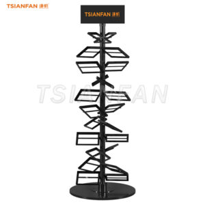 High-capacity black granite stone rotation display shelves -SRL010