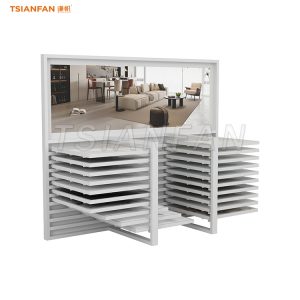 Pull-out sliding tile display tower for showroom floor-CX2016