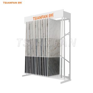 Custom branded page-turning tile rack with logo panels-CF095