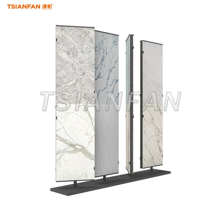 360-degree rotating tile display rack for modern showrooms